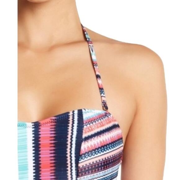 Blue Multi Color Print Cutout Swimsuit‎ Bathing Suit Removable Strap XL - Picture 3 of 9